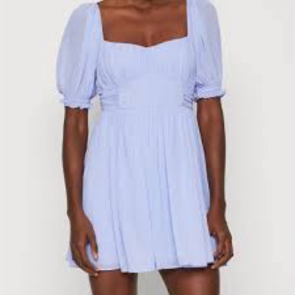 Abercrombie & Fitch Ruched Ruffle Puff Sleeve Mini Dress